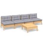 vidaXL Juego de muebles de jardín 5 pzas y cojines madera pino gris vidaXL Juego de muebles de jardín 5 pzas y cojines madera pino gris