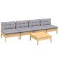 vidaXL Juego de muebles de jardín 5 pzas y cojines madera pino gris vidaXL Juego de muebles de jardín 5 pzas y cojines madera pino gris