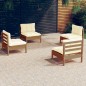 vidaXL Muebles de jardín 4 piezas cojines madera de pino crema vidaXL Muebles de jardín 4 piezas cojines madera de pino crema
