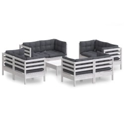 vidaXL Muebles de jardín 9 pzas con cojines antracita madera de pino