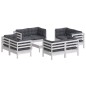vidaXL Muebles de jardín 9 pzas con cojines antracita madera de pino