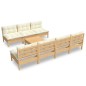 vidaXL Muebles de jardín 8 piezas cojines madera de pino color crema vidaXL Muebles de jardín 8 piezas cojines madera de pino color crema