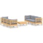vidaXL Juego de muebles de jardín 7 pzas y cojines madera de pino gris vidaXL Juego de muebles de jardín 7 pzas y cojines madera de pino gris