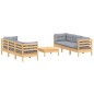 vidaXL Juego de muebles de jardín 7 pzas y cojines madera de pino gris vidaXL Juego de muebles de jardín 7 pzas y cojines madera de pino gris