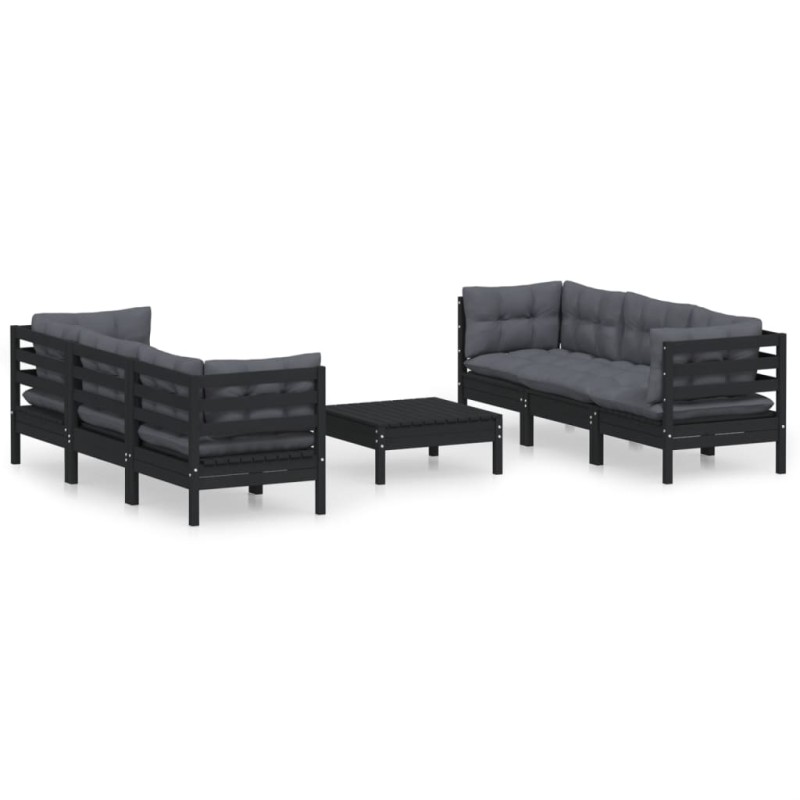 vidaXL Muebles de jardín 7 pzas con cojines antracita madera de pino vidaXL Muebles de jardín 7 pzas con cojines antracita madera de pino