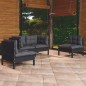 vidaXL Juego de muebles de jardín 4 pzas y cojines madera maciza pino vidaXL Juego de muebles de jardín 4 pzas y cojines madera maciza pino