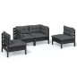 vidaXL Juego de muebles de jardín 4 pzas y cojines madera maciza pino vidaXL Juego de muebles de jardín 4 pzas y cojines madera maciza pino