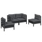 vidaXL Juego de muebles de jardín 4 pzas y cojines madera maciza pino vidaXL Juego de muebles de jardín 4 pzas y cojines madera maciza pino