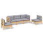 vidaXL Juego de muebles de jardín 5 pzas y cojines madera maciza pino vidaXL Juego de muebles de jardín 5 pzas y cojines madera maciza pino