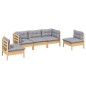 vidaXL Juego de muebles de jardín 5 pzas y cojines madera maciza pino vidaXL Juego de muebles de jardín 5 pzas y cojines madera maciza pino