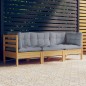 vidaXL Sofá de jardín de 3 plazas con cojines madera maciza pino gris vidaXL Sofá de jardín de 3 plazas con cojines madera maciza pino gris