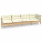 vidaXL Muebles de jardín 4 pzas y cojines madera maciza de pino crema vidaXL Muebles de jardín 4 pzas y cojines madera maciza de pino crema
