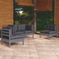 vidaXL Muebles de jardín 4 piezas con cojines de madera maciza de pino vidaXL Muebles de jardín 4 piezas con cojines de madera maciza de pino
