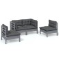 vidaXL Muebles de jardín 4 piezas con cojines de madera maciza de pino vidaXL Muebles de jardín 4 piezas con cojines de madera maciza de pino