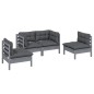 vidaXL Muebles de jardín 4 piezas con cojines de madera maciza de pino vidaXL Muebles de jardín 4 piezas con cojines de madera maciza de pino