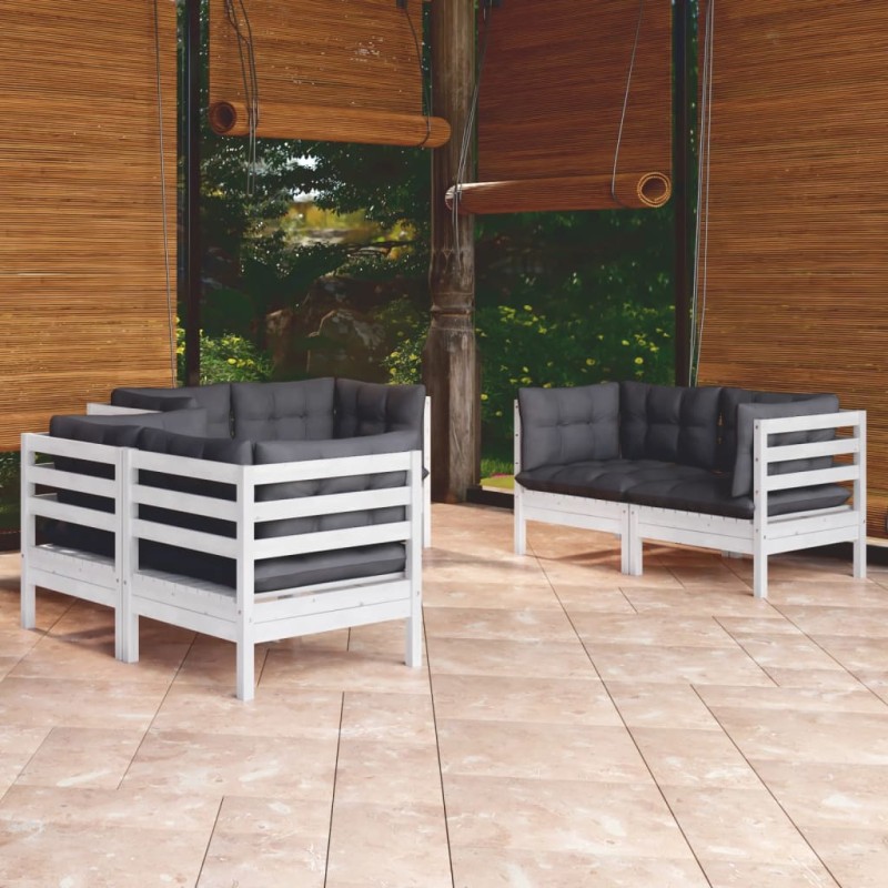 vidaXL Juego de muebles de jardín 6 pzas y cojines madera pino maciza vidaXL Juego de muebles de jardín 6 pzas y cojines madera pino maciza