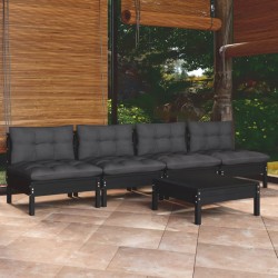 vidaXL Muebles de jardín 5 pzas con cojines antracita madera de pino