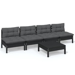 vidaXL Muebles de jardín 5 pzas con cojines antracita madera de pino