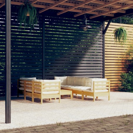 vidaXL Muebles de jardín 8 piezas cojines madera maciza de pino