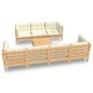 vidaXL Muebles de jardín 8 piezas cojines madera maciza de pino vidaXL Muebles de jardín 8 piezas cojines madera maciza de pino
