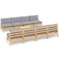 vidaXL Juego de muebles de jardín 9 pzas y cojines madera maciza pino