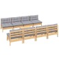 vidaXL Juego de muebles de jardín 9 pzas y cojines madera maciza pino