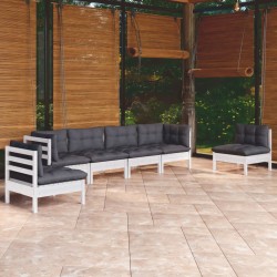 vidaXL Juego de muebles de jardín 6 pzas y cojines madera maciza pino