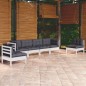 vidaXL Juego de muebles de jardín 6 pzas y cojines madera maciza pino