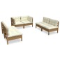 vidaXL Juego de muebles de jardín 6 pzas y cojines madera maciza pino vidaXL Juego de muebles de jardín 6 pzas y cojines madera maciza pino