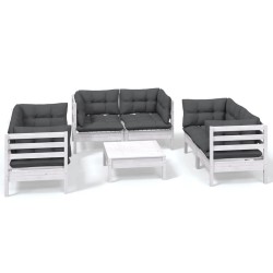 vidaXL Muebles de jardín 7 pzas con cojines madera maciza de pino