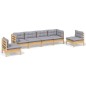 vidaXL Juego de muebles de jardín 6 pzas y cojines madera maciza pino vidaXL Juego de muebles de jardín 6 pzas y cojines madera maciza pino