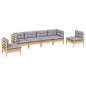 vidaXL Juego de muebles de jardín 6 pzas y cojines madera maciza pino vidaXL Juego de muebles de jardín 6 pzas y cojines madera maciza pino