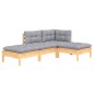 vidaXL Juego de muebles de jardín 4 pzas y cojines madera maciza pino vidaXL Juego de muebles de jardín 4 pzas y cojines madera maciza pino