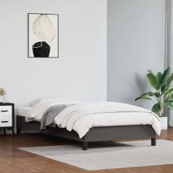 vidaXL Estructura de cama de cuero sintético gris 90x200 cm