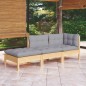 vidaXL Juego de muebles de jardín 3 pzas y cojines madera maciza pino vidaXL Juego de muebles de jardín 3 pzas y cojines madera maciza pino