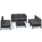 vidaXL Juego de muebles de jardín 7 pzas y cojines madera maciza pino
