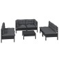 vidaXL Juego de muebles de jardín 7 pzas y cojines madera maciza pino