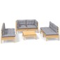 vidaXL Juego de muebles de jardín 7 pzas y cojines madera maciza pino