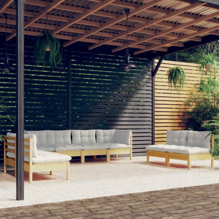 vidaXL Muebles de jardín 8 piezas cojines madera maciza de pino