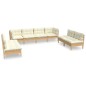 vidaXL Muebles de jardín 8 piezas cojines madera maciza de pino vidaXL Muebles de jardín 8 piezas cojines madera maciza de pino