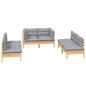 vidaXL Juego de muebles de jardín 6 pzas y cojines madera maciza pino vidaXL Juego de muebles de jardín 6 pzas y cojines madera maciza pino