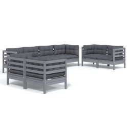 vidaXL Juego de muebles de jardín 8 pzas y cojines madera pino maciza