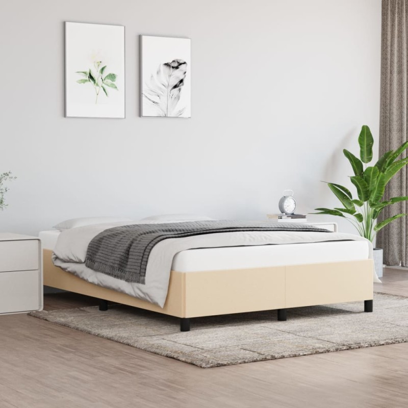 vidaXL Estructura de cama de tela color crema 140x190 cm vidaXL Estructura de cama de tela color crema 140x190 cm