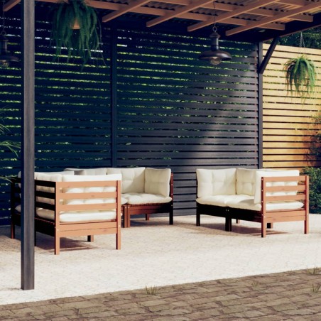 vidaXL Muebles de jardín 6 piezas con cojines de madera de pino maciza