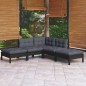 vidaXL Muebles de jardín 5 pzas con cojines negro madera de pino vidaXL Muebles de jardín 5 pzas con cojines negro madera de pino