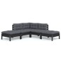vidaXL Muebles de jardín 5 pzas con cojines negro madera de pino vidaXL Muebles de jardín 5 pzas con cojines negro madera de pino