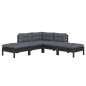 vidaXL Muebles de jardín 5 pzas con cojines negro madera de pino vidaXL Muebles de jardín 5 pzas con cojines negro madera de pino