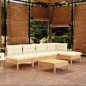 vidaXL Muebles de jardín 6 piezas cojines madera de pino color crema vidaXL Muebles de jardín 6 piezas cojines madera de pino color crema