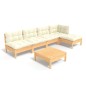 vidaXL Muebles de jardín 6 piezas cojines madera de pino color crema vidaXL Muebles de jardín 6 piezas cojines madera de pino color crema