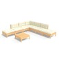 vidaXL Muebles de jardín 8 piezas cojines madera de pino color crema vidaXL Muebles de jardín 8 piezas cojines madera de pino color crema